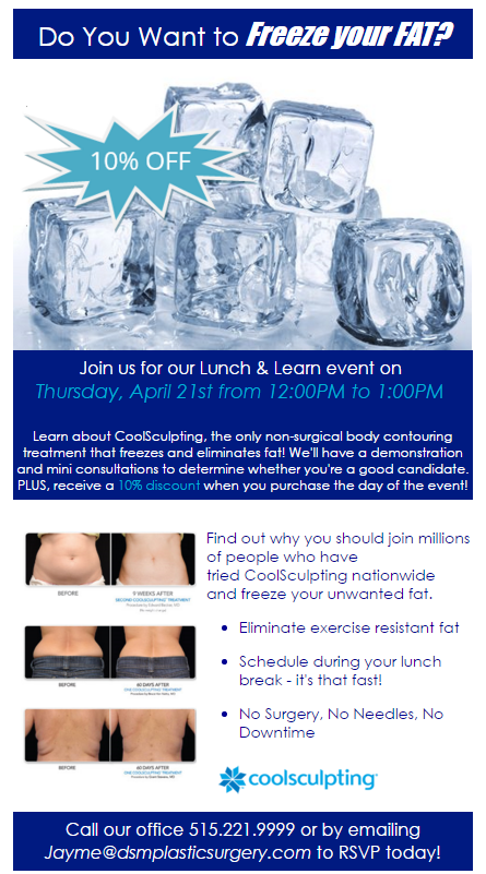 Free Lunch, Free Education And A Chance To Win A Free Coolsculpting Treatment! 2 Freeze Your Fat, Coolsculpting Even By Coachlight Clinic &Amp; Spa
