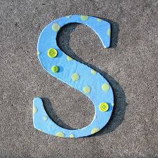Blue letter S arts and craft in gray background
